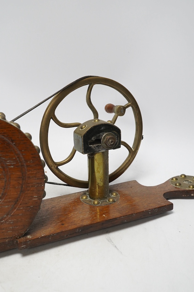A group of copper to include a Victorian mechanical bellows, a cylindrical copper coal box and three other items, largest 49cm. Condition - poor